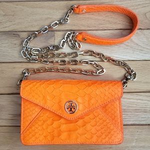 Neon snake leather Tory Burch leather cross body